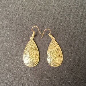 Gold Teardrop Filigree Dangle Earrings for Women